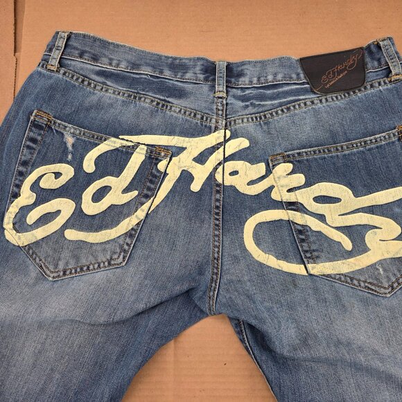 Ed Hardy by Christian Audigier Jeans Men's Vintage Jeans Big Logo Y2k 38x34 - Picture 3 of 16